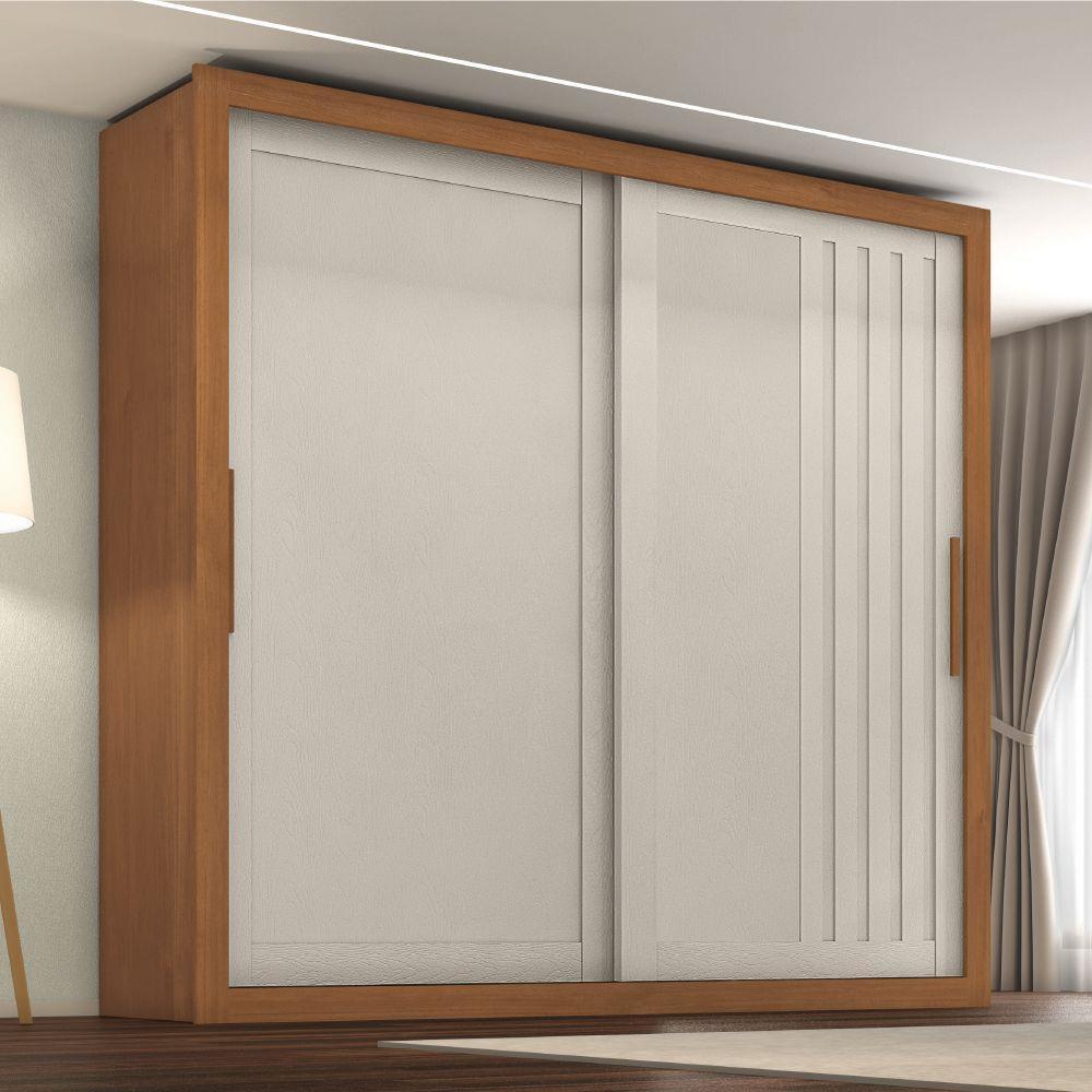 Guarda Roupas Casal Ripado 2 Portas De Correr 4 Gavetas Trianon Zanzini Areia/madeirado - 2