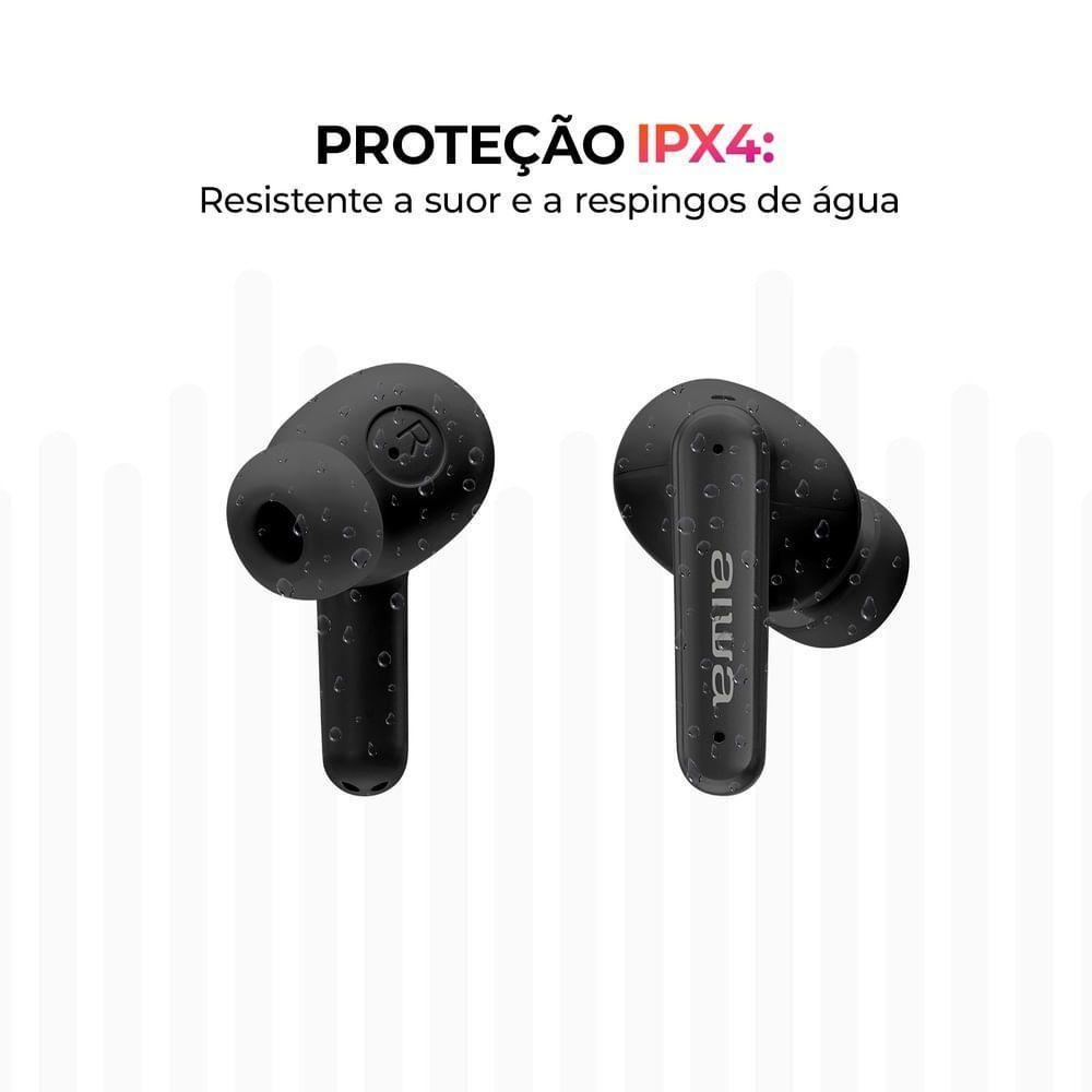 Fone de Ouvido Earbud Aiwa AWS-EB-04-B Bluetooth IPX4 ANC - 26 Horas de Bateria - 7