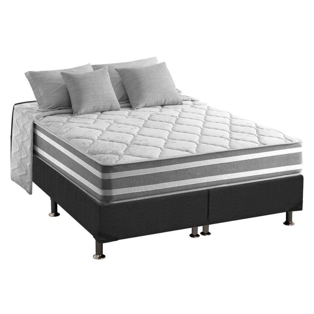 Cama Box King: Colchão Molas Ensacadas Duo Sono + Base Crc Suede Gray (193x203) - 1