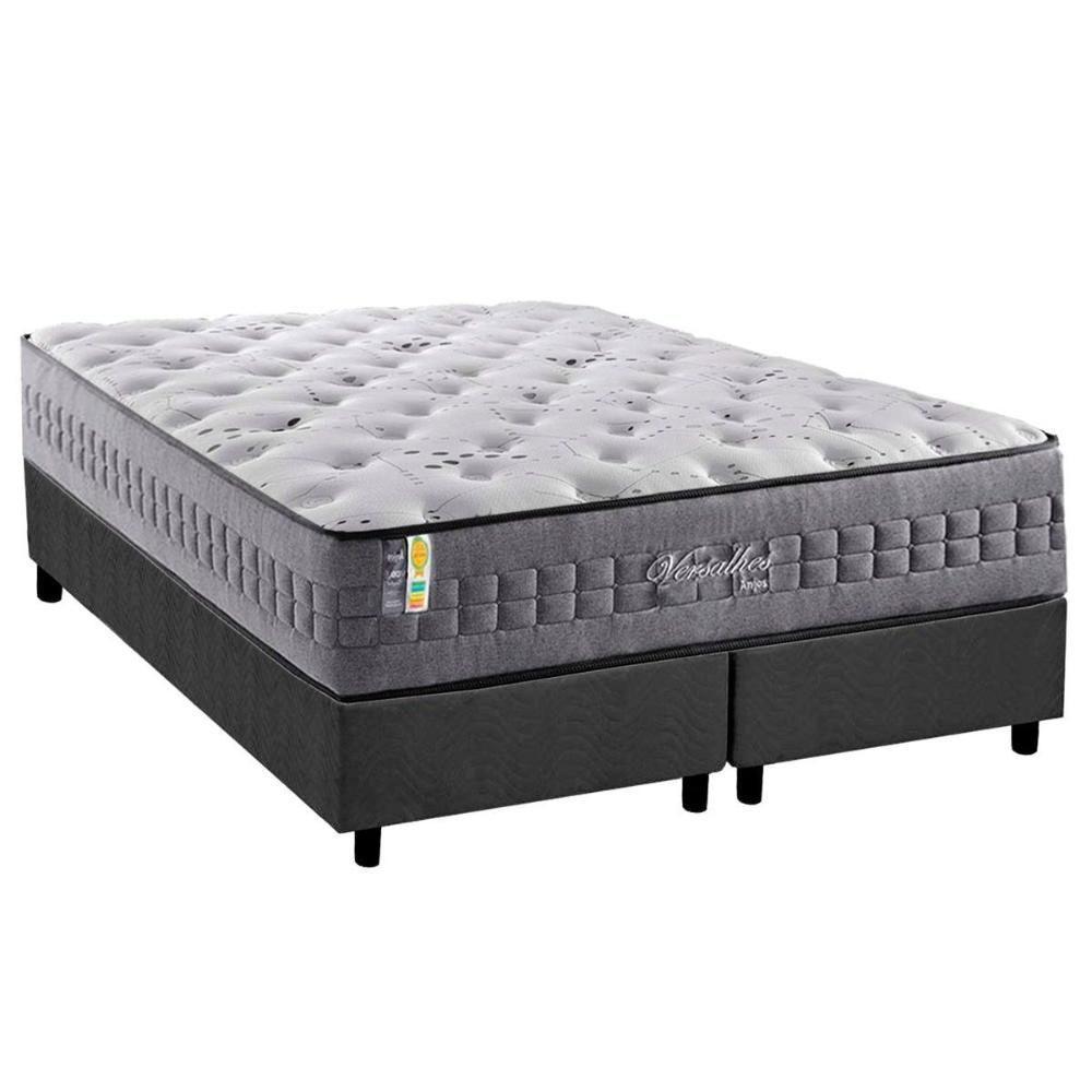 Conjunto Box King: Colchão Molas Ensacadas Versalhes + Base Crc Suede Gray (193x203) - 1