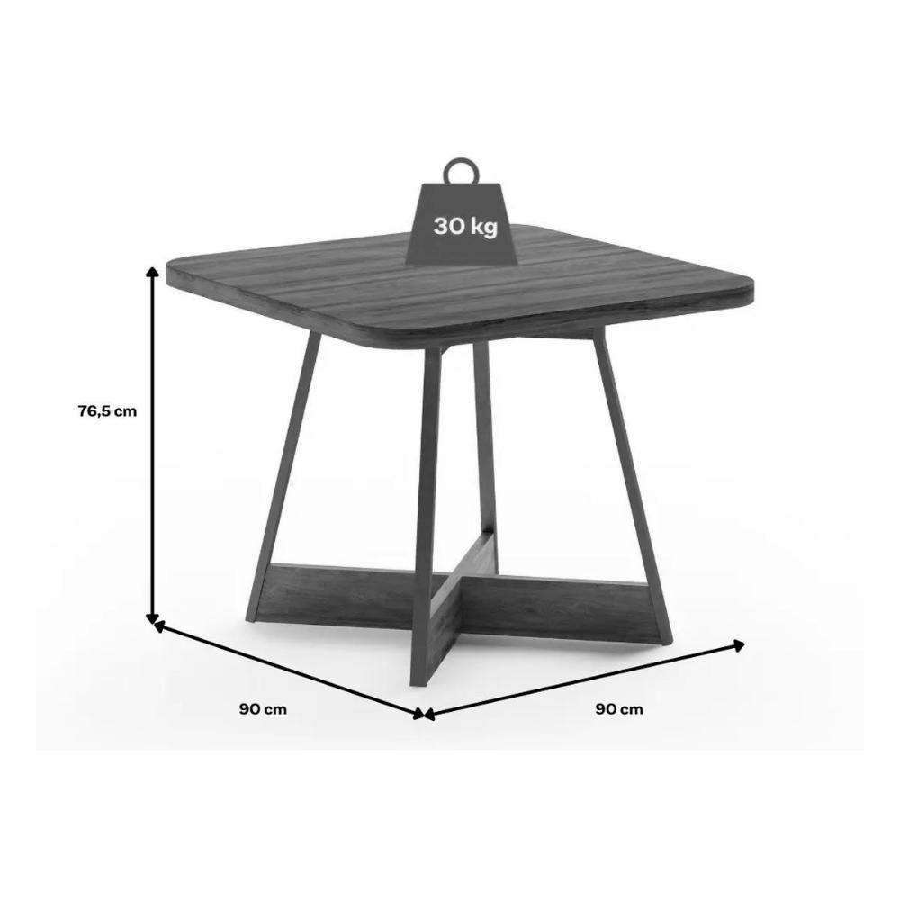 Sala De Jantar Completa átria 1593 Aço C- Tampo Madeirado 90x90cm E 4 Cadeiras 1736 Preto-nogal - Preto-preto - Carraro - 9