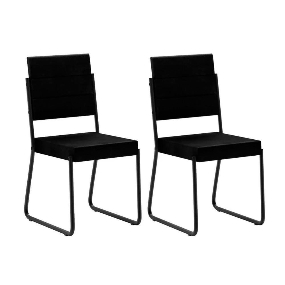 Sala De Jantar Completa átria 1593 Aço C- Tampo Madeirado 90x90cm E 4 Cadeiras 1736 Preto-nogal - Preto-preto - Carraro - 10