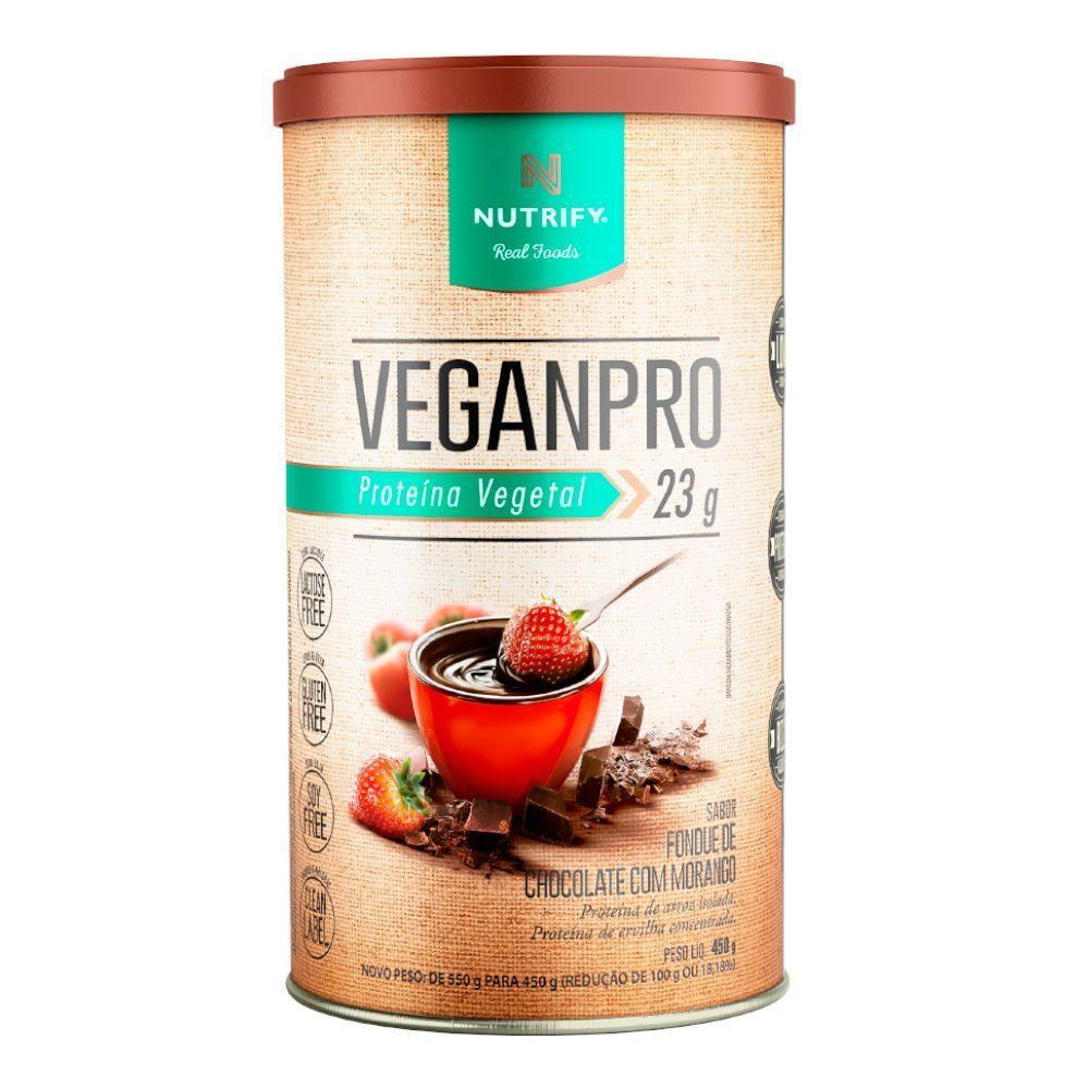 Kit 2 Veganpro Proteína Vegetal Chocolate Com Morango Nutrify 450g - 3