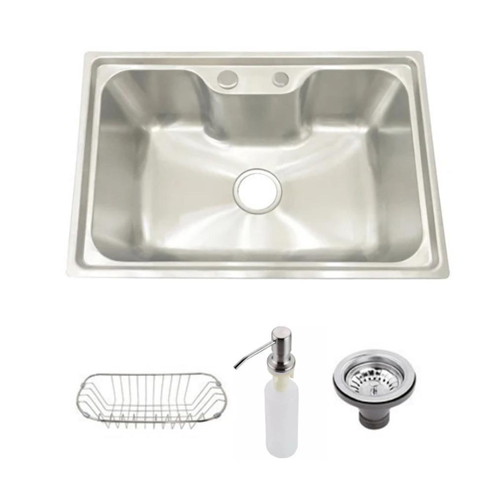 Cuba Pia Gourmet Aço Inox 201 Para Cozinha Belcca 70x45cm Kit Completo CG201-C01 - 1