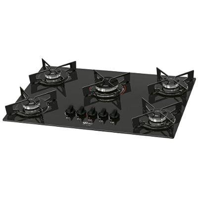 Fogão Cooktop a Gás Fischer Fit Line 5 Bocas Vidro Temperado Preto Bivolt