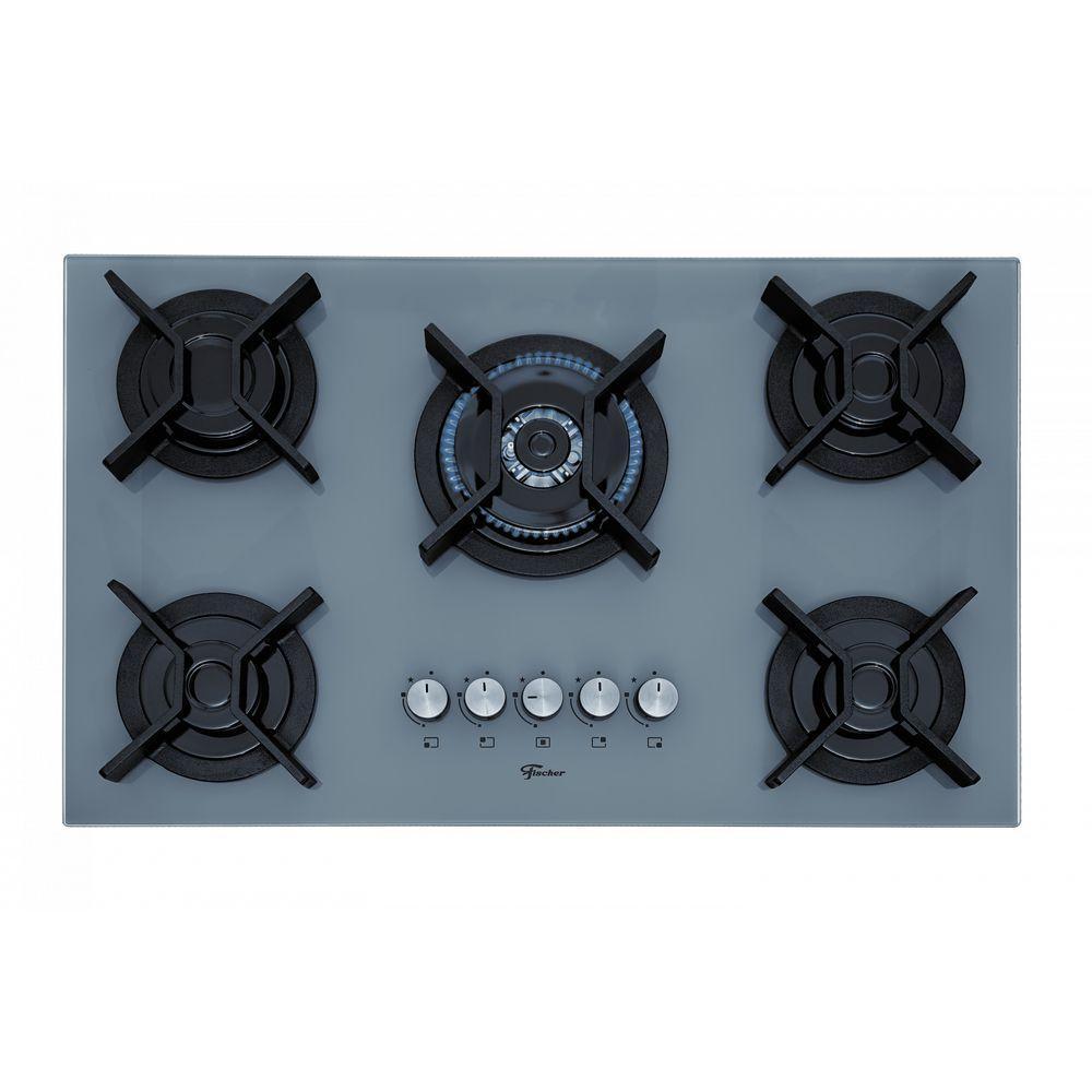 Fogão Cooktop Fischer 5Q TC Gás Mesa Vidro Eiger Bivolt - 2