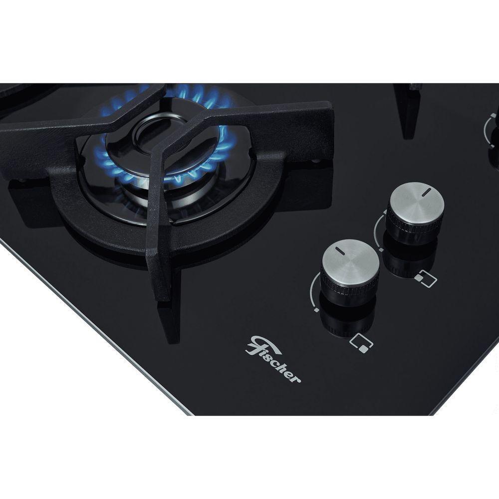 Fogão Cooktop Fischer 4Q TC Gás Mesa Vidro Preto Bivolt - 5