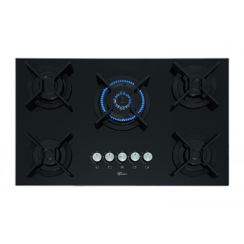 Fogão Cooktop Fischer 5Q TC  Gás Mesa Vidro Preto Bivolt - 2