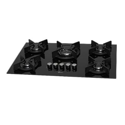 Fogão Cooktop a Gás Fischer Infinity Mesa Vidro 5 Bocas Vidro Temperado Tripla Chama Bivolt