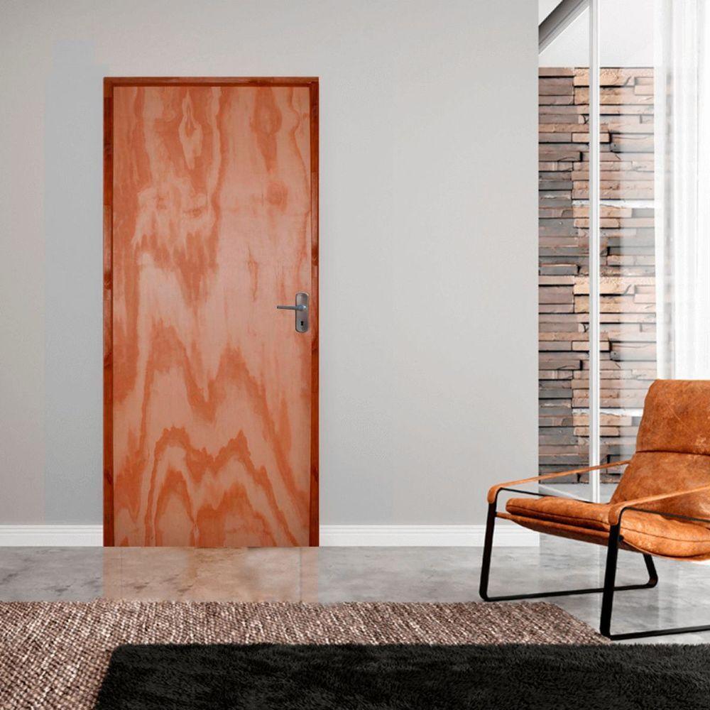 Kit Porta Lisa Mescla 70 X 2.10 Batente Misto 11cm Fechadura Comum Lado Esquerdo - Hale - 1