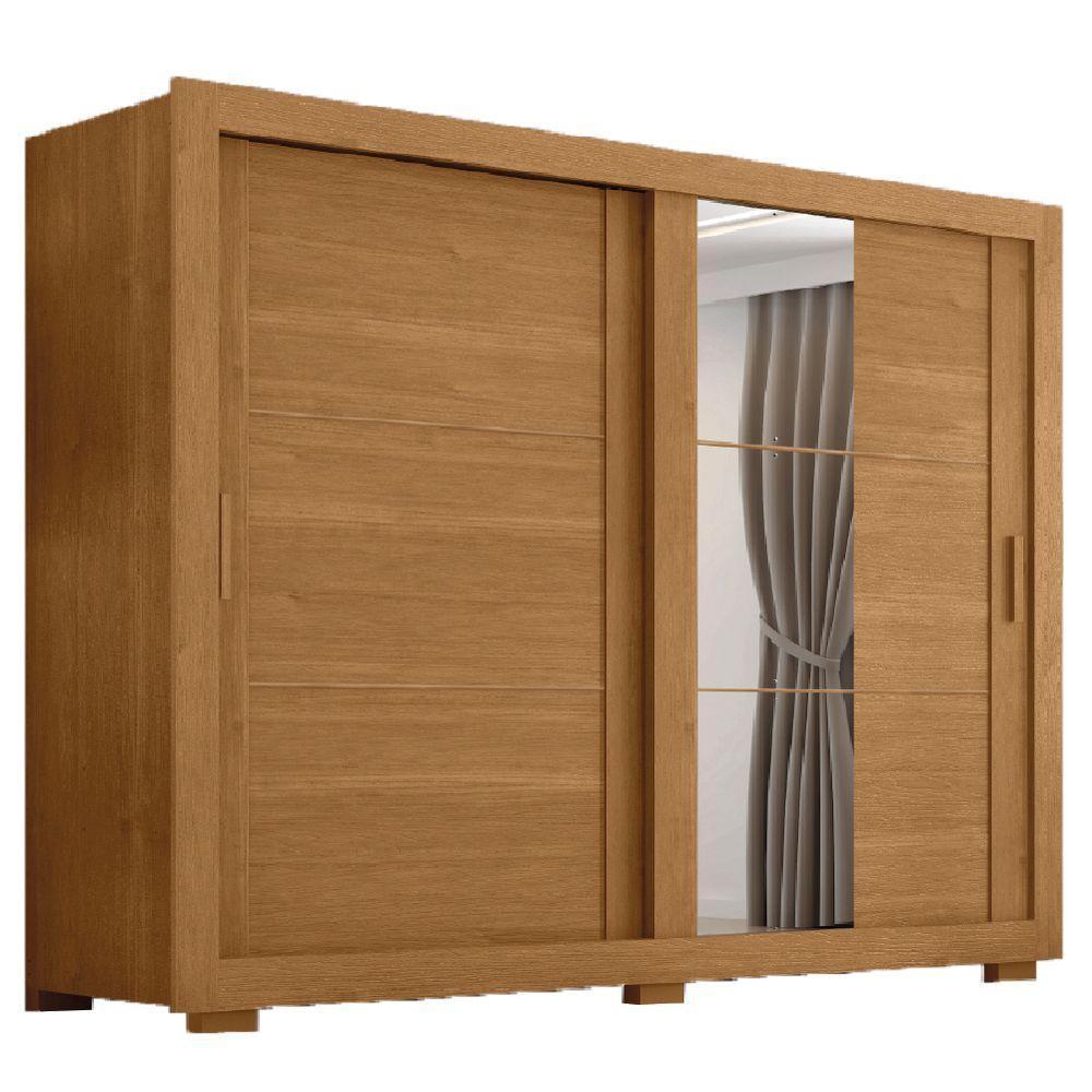 Guarda Roupas Casal Com Espelho 2 Portas De Correr 4 Gavetas Titanium Zanzini Cinamomo - 2