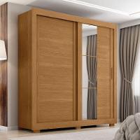 Guarda Roupas Casal Com Espelho 2 Portas De Correr 4 Gavetas Titanium Zanzini Cinamomo - 1