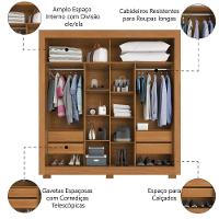 Guarda Roupas Casal Com Espelho 2 Portas De Correr 4 Gavetas Titanium Zanzini Cinamomo - 4
