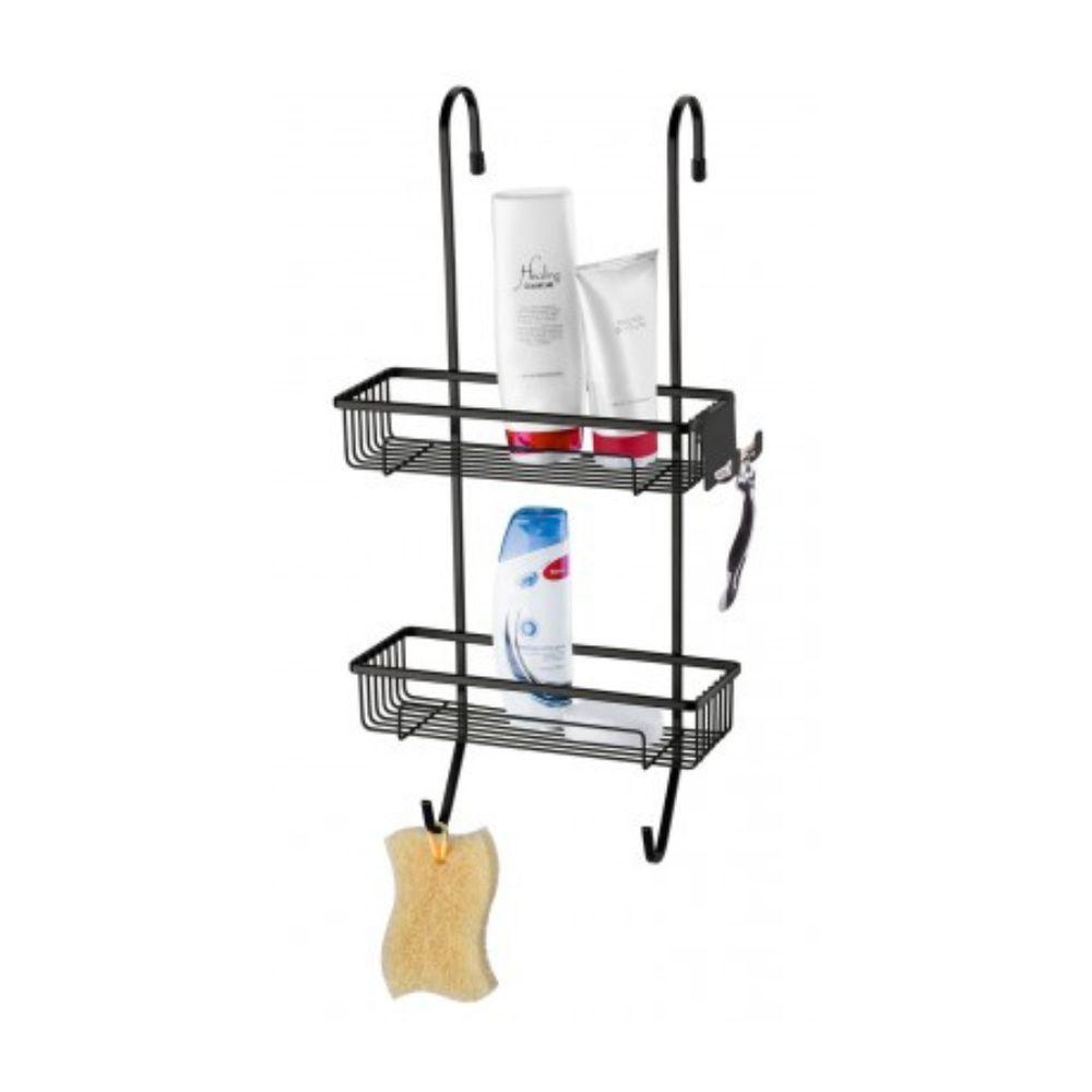 Suporte Para Shampoo De Box Com Ganchos Em Aço Carbono Perfezione Future Preto Fosco - 1