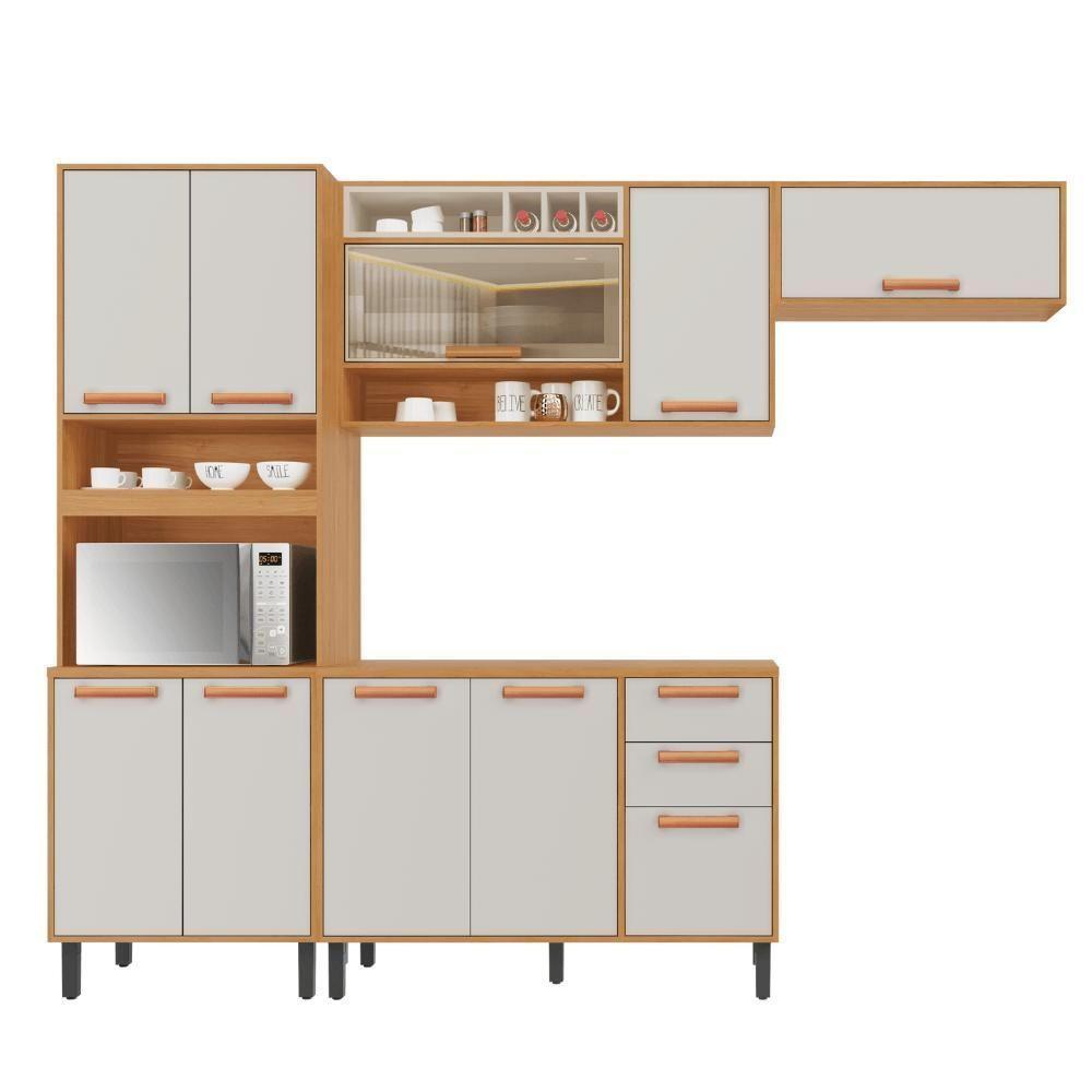 Cozinha Completa Itatiaia Nápoles 220cm 4 Peças Com Vidro - 2