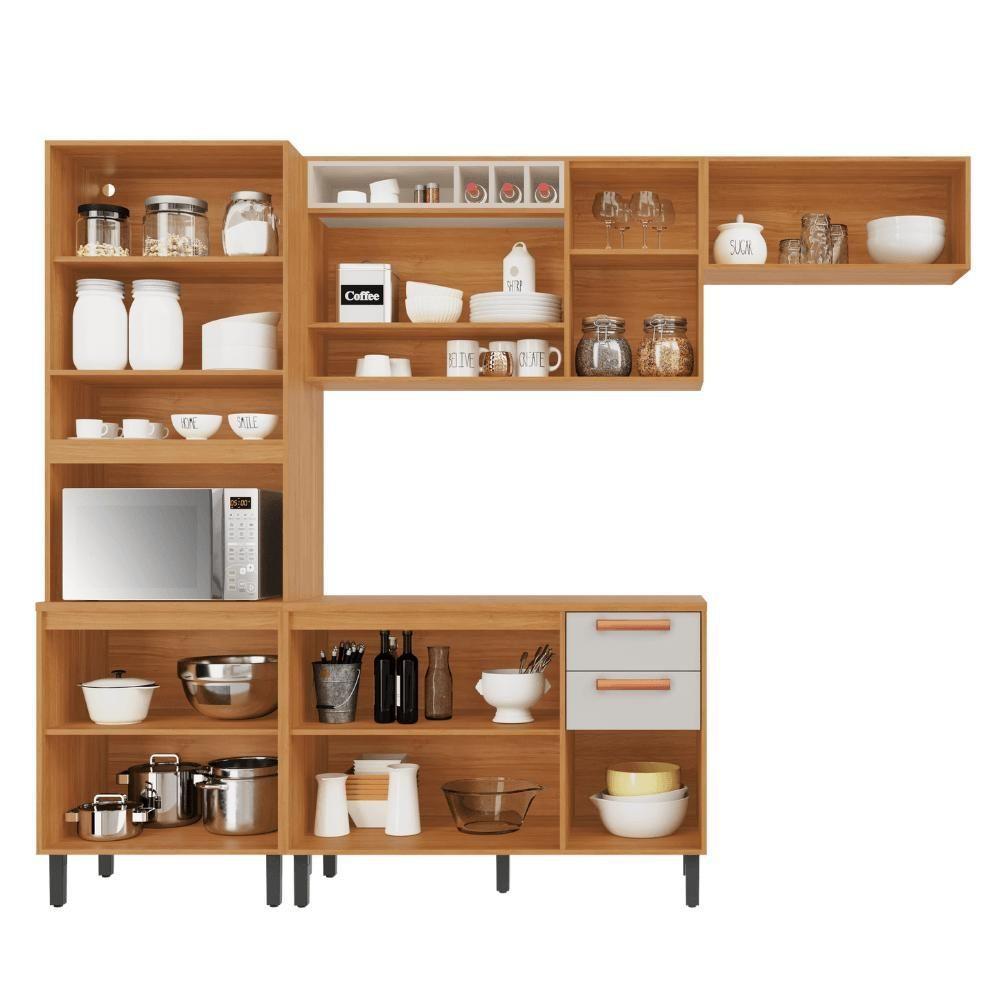 Cozinha Completa Itatiaia Nápoles 220cm 4 Peças Com Vidro - 3