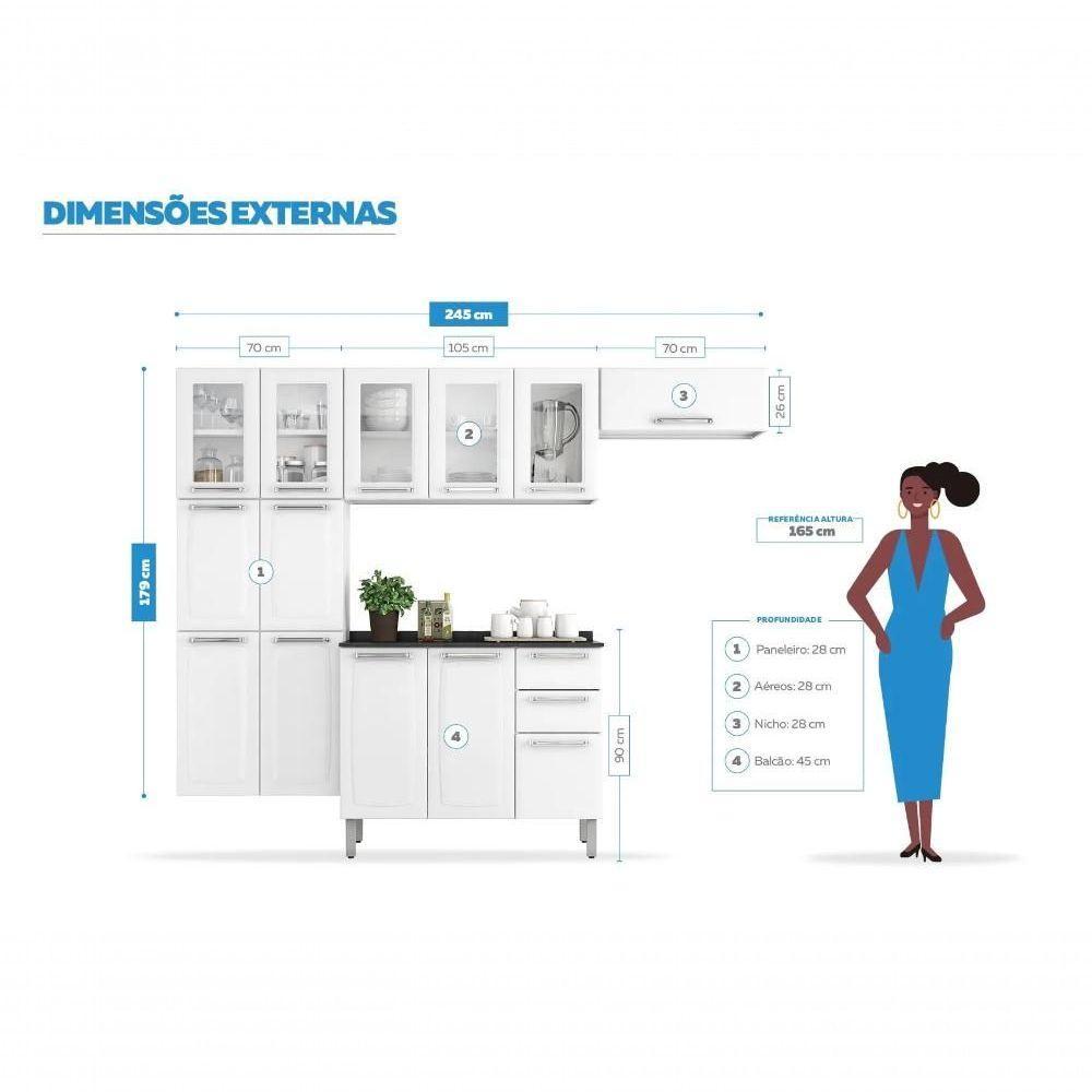 Cozinha Completa Branca Em Aço 4 Peças Luce Com 3 Vidros - 2