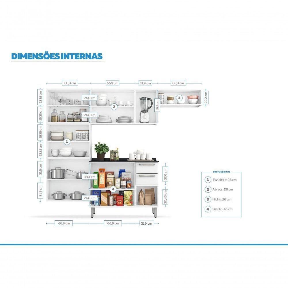 Cozinha Completa Branca Em Aço 4 Peças Luce Com 3 Vidros - 3