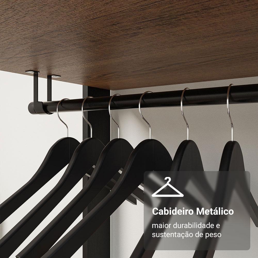 Guarda Roupa Closet Modulado 4 Gavetas 6 Prateleiras 140cm Valencia Rustic Preto - 7