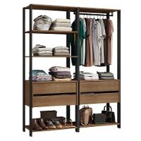 Guarda Roupa Closet Modulado 4 Gavetas 6 Prateleiras 140cm Valencia Rustic Preto - 2
