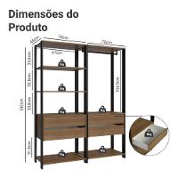 Guarda Roupa Closet Modulado 4 Gavetas 6 Prateleiras 140cm Valencia Rustic Preto - 3