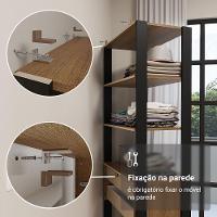 Guarda Roupa Closet Modulado 4 Gavetas 6 Prateleiras 140cm Valencia Rustic Preto - 8