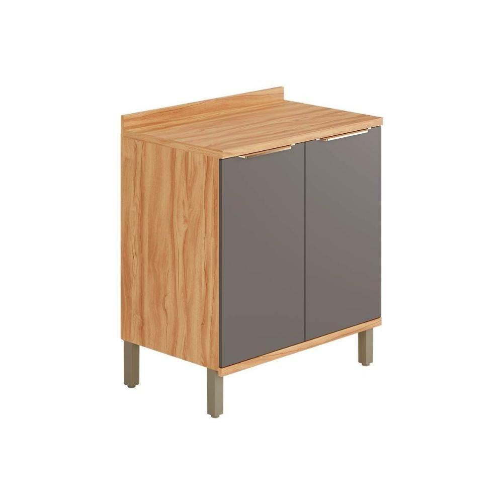 Gabinete De Cozinha Modulado Balcão Com Tampo Sauvignon Com 2 Portas 80cm Amendoa-grafite - Ronipa - 1