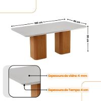 Mesa De Jantar Eloise Tampo Mdf Vidro Com 6 Cadeiras Moderna Veludo Marrom/off White/naturale