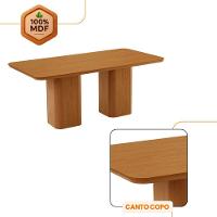 Mesa De Jantar Eloise 180cm Tampo MDF Com 6 Cadeira Moderna Linho Capuccino Naturale - 6