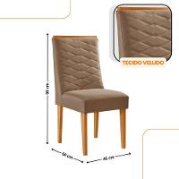 Mesa De Jantar Eloise 180cm Tampo MDF Com 6 Cadeira Moderna Veludo Capuccino Naturalle - 5