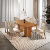 Mesa De Jantar Eloise 180cm Tampo MDF Com 6 Cadeira Moderna Veludo Creme Naturale - 1
