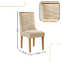 Mesa De Jantar Eloise 180cm Tampo MDF Com 6 Cadeira Moderna Veludo Creme Naturale - 5