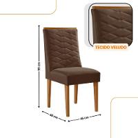 Mesa De Jantar Eloise 180cm Tampo MDF Com 6 Cadeira Moderna Veludo Marrom Naturalle
