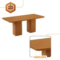 Mesa De Jantar Eloise 180cm Tampo MDF Com 6 Cadeira Moderna Veludo Marrom Naturalle - 6