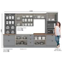 Kit Cozinha Modulada 7 Peças Americana 2 Aéreos + 2 Balcões+ 2 Paneleiros + 1 Complemento Sem Pia Cz143 Cinza - 5