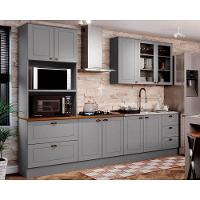 Kit Cozinha Modulada 5 Peças Americana 1 Aéreo + 2 Balcões + 1 Paneleiro + 1 Complemento Sem Pia Cz128 Cinza - 1
