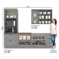 Kit Cozinha Modulada 5 Peças Americana 1 Aéreo + 2 Balcões + 1 Paneleiro + 1 Complemento Sem Pia Cz128 Cinza - 5