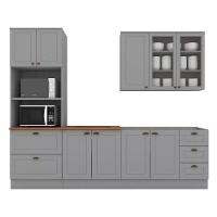 Kit Cozinha Modulada 5 Peças Americana 1 Aéreo + 2 Balcões + 1 Paneleiro + 1 Complemento Sem Pia Cz128 Cinza - 7