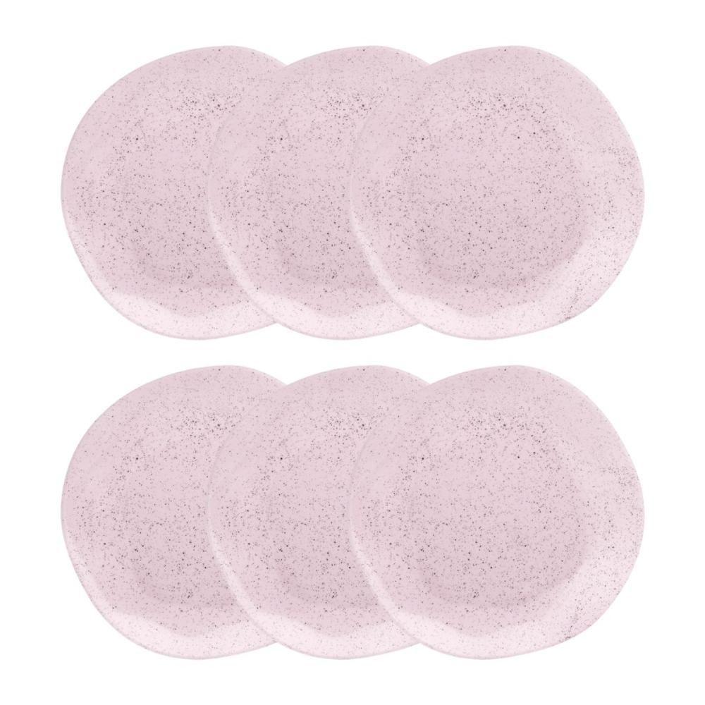 Conjunto 6 Pratos Fundo 22,5 Cm Ryo Pink Sand Porcelana Oxford - 1