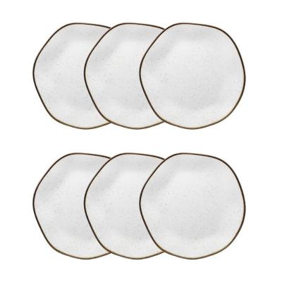 Conjunto 6 Pratos De Sobremesa 21,5 Cm Ryo Maresia Porcelana Oxford