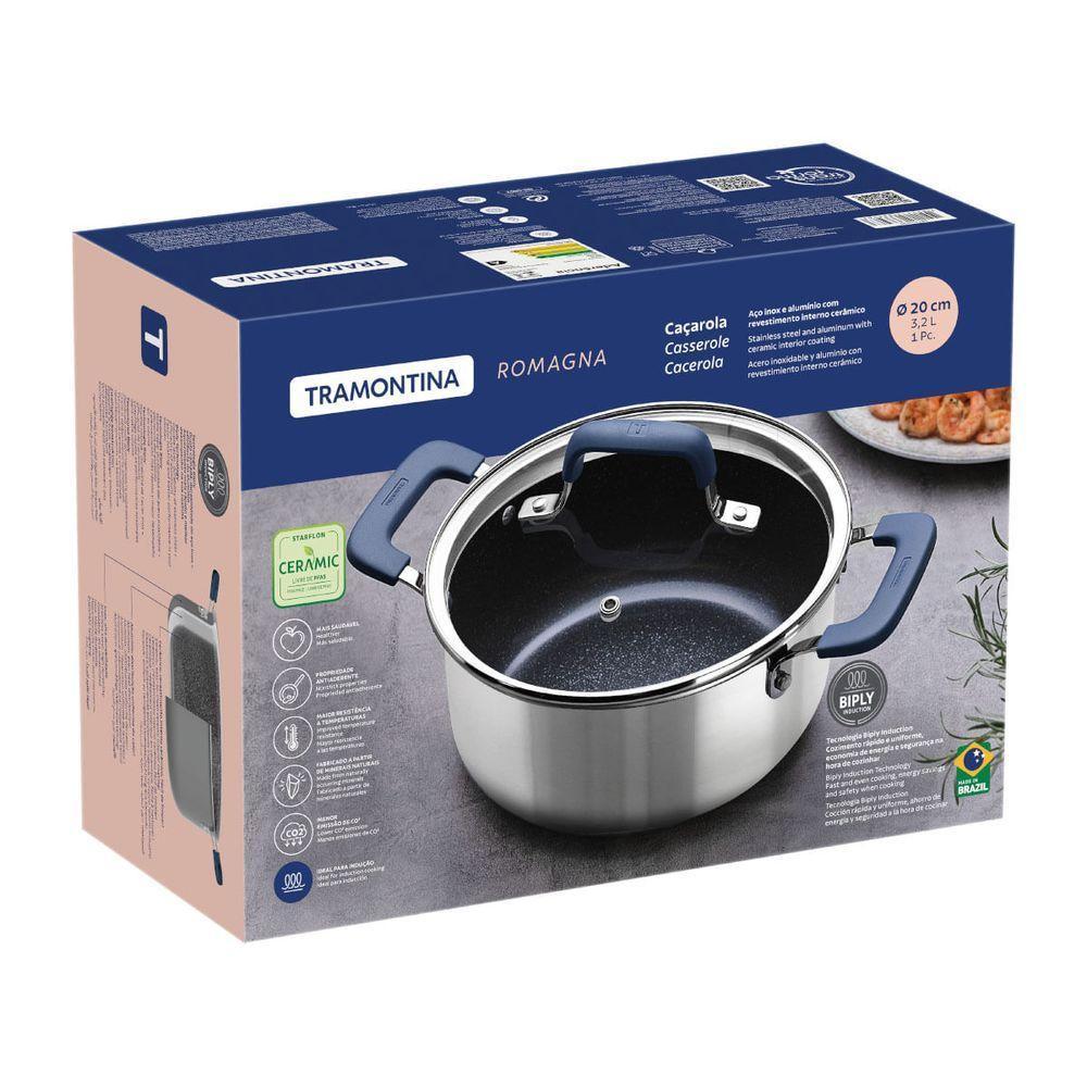 Caçarola Tramontina Romagna Aço Inox Cerâmico Black Stone 20 Cm 3,2 L - 5