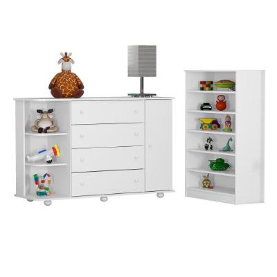 Cômoda Com Cantoneira Laura E Armário Multiuso P04 Branco