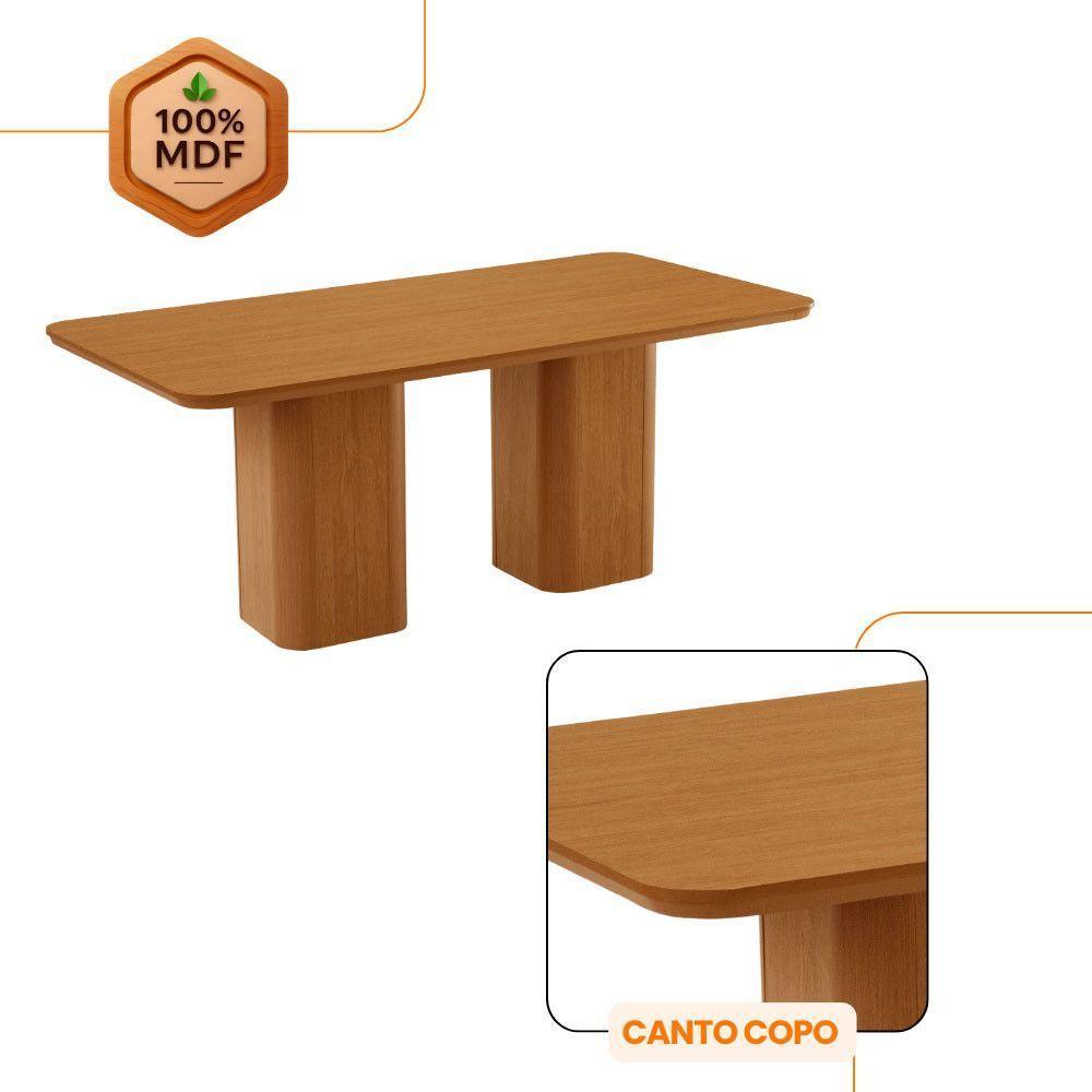 Mesa De Jantar Eloise Tampo Laminado Com 6 Cadeiras Isadora Linho Capuccino Naturale - 5