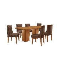Mesa De Jantar Eloise Tampo Laminado Com 6 Cadeiras Isadora Veludo Marrom Naturale - 2
