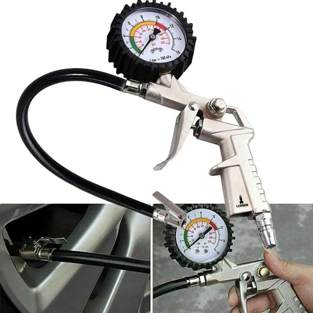 Bico Pistola De Ar Lorben Calibrador De Pneu Manômetro Engate Rápido Gt6057 - 2