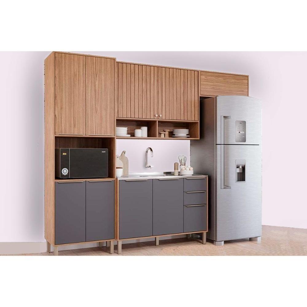 Cozinha Completa 4 Peças Divina 2 Aéreos 1 Balcão 1 Paneleiro Sem Pia Cz003 Freijó Titanium - 1