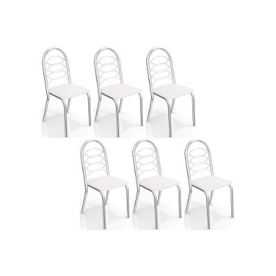Kit 6 Cadeiras Sala Jantar Holanda C009 6 Un Cromada Branco 106