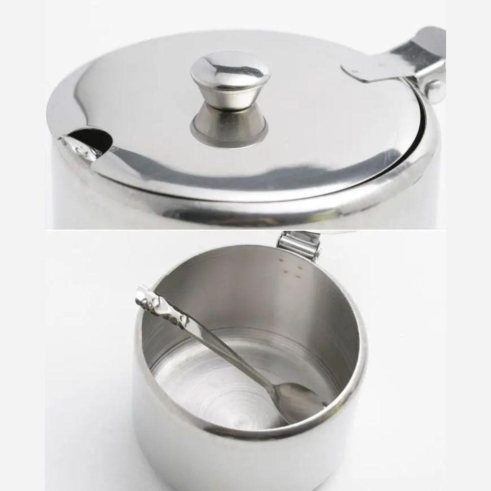 Açucareiro Inox Com Tampa E Colher Decorada 450ml - 7