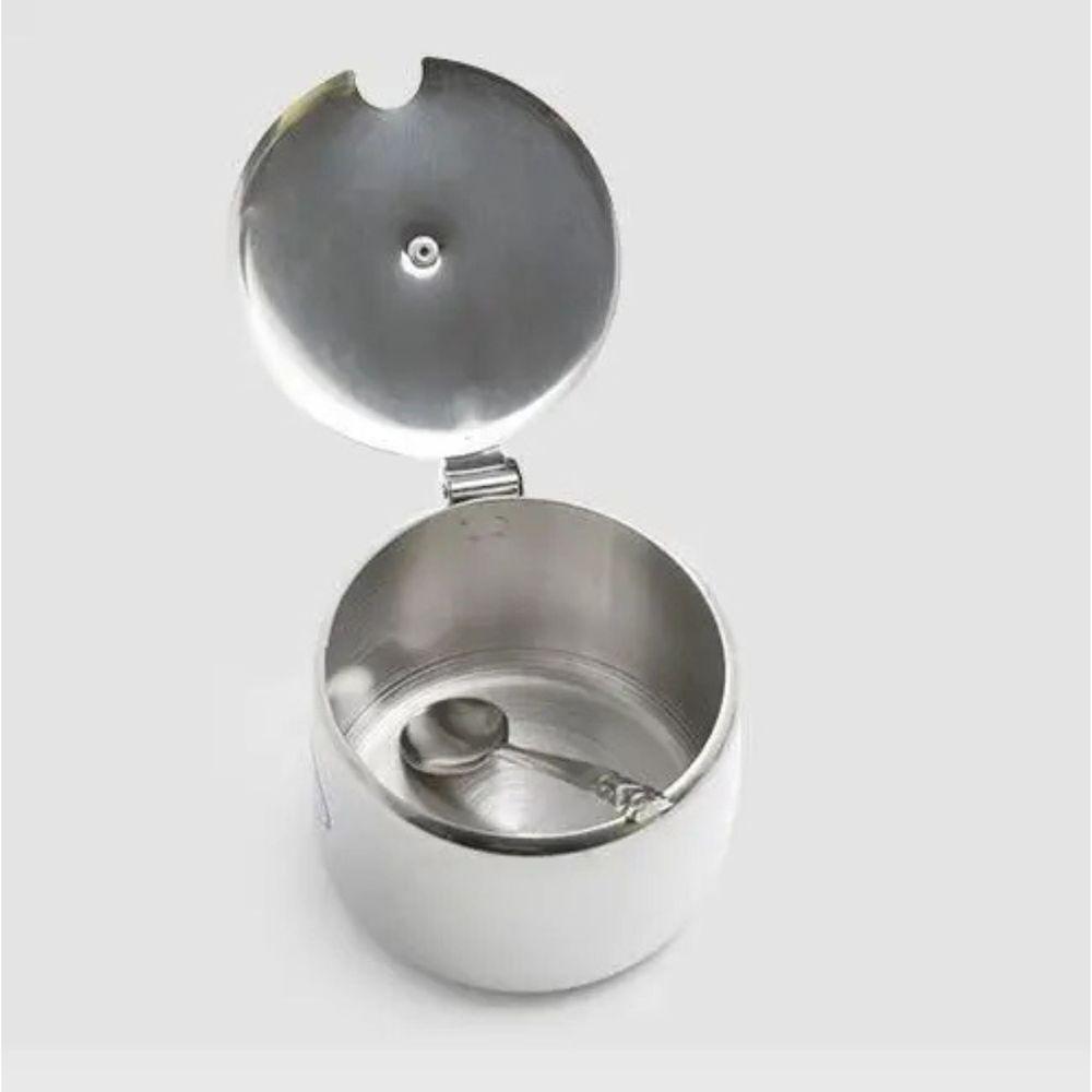 Açucareiro Inox Com Tampa E Colher Decorada 450ml - 9