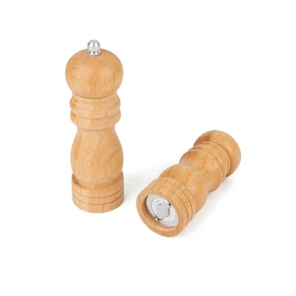 Moedor De Pimenta Sal Grãos Temperos Manual Madeira 14cm - 1